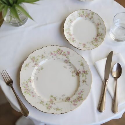 Blush Vine Scalloped Porcelain